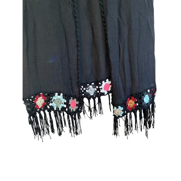 ASHA | Crochet Back Fringe Kimono Cover-Up | Boho Festival Cardigan | OS - Picture 3 of 5